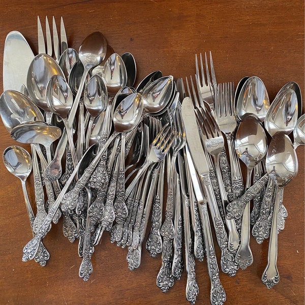 VERSAILLES by Merchandise Service 1965 Stainless Flatware Vintage Silverware Rose Pattern knives utensils replacements shabby chic