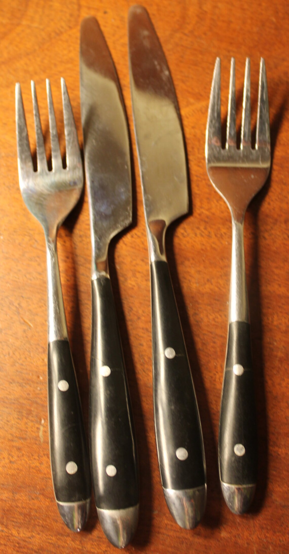 Vintage Flatware with Black Wood Handle and Two Rivets Etsy