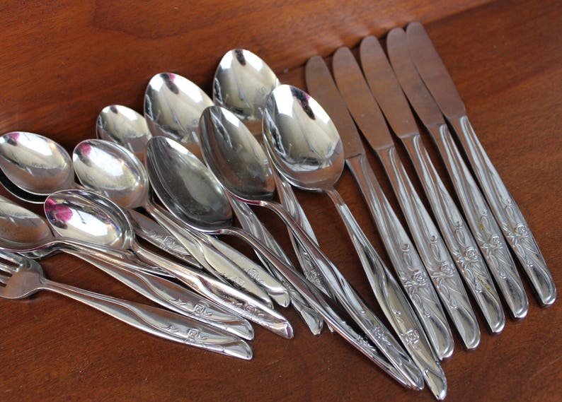 Rose Silverware Vintage Flatware Stainless Marked Japan Etsy