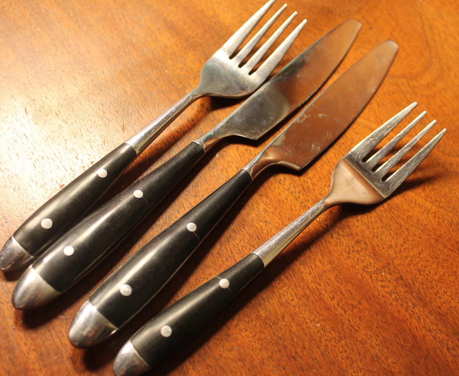 Vintage Flatware with Black Wood Handle and Two Rivets Etsy