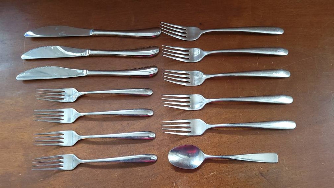 Vintage Flatware Stainless Steel Plain Slope Hampton Simple Sleek Silverware Flatware