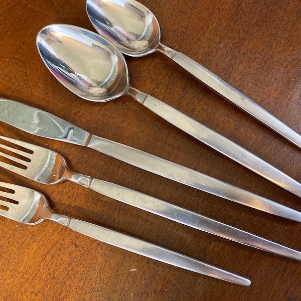 Vintage Silverware | ASTRO Stanley Roberts |  Stainless Japan | Mid Century Modern Eames Era | Danish Modern replacement Flatware