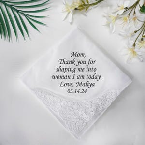 Personalized Embroidered Handkerchief - Custom Wedding Handkerchief, Unique Bridesmaid Gift, Mother and Father of Bride/Groom Gift