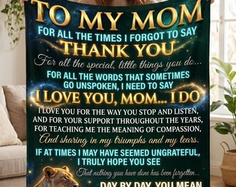 To My Mom Blanket From Son, Sentimental Mother Gift, Lioness And Cub Fleece Throw, Meaningful Mom Birthday Present, Mothers Day Gift