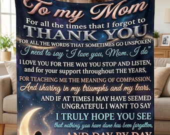 To My Mom Blanket From Daughter, Mother Daughter Gift, Sentimental Moon Silhouette Throw, Mom Birthday Present, Mothers Day Fleece Blanket