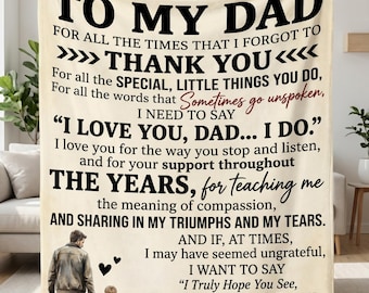 Personalized To My Dad Blanket From Son, Custom Father and Son Throw, Sentimental Dad Gift, Fathers Day Present, Meaningful Dad Birthday