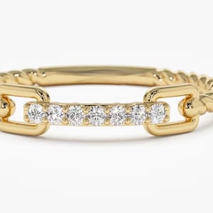 Pave Diamond Silver Rope Braid Ring - Minimalist Fine Jewelry
