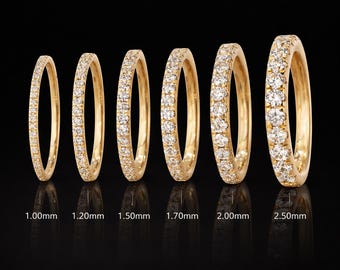 Gold Over Sterling Silver CZ Eternity Band | Thin Stackable Ring