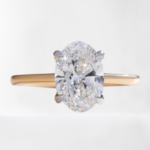 Elegant Oval Cut Diamond Ring / Silver Jewelry