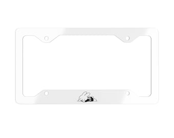 Minimal Sleeping Bunny Metal License Plate Frame | Stainless Steel