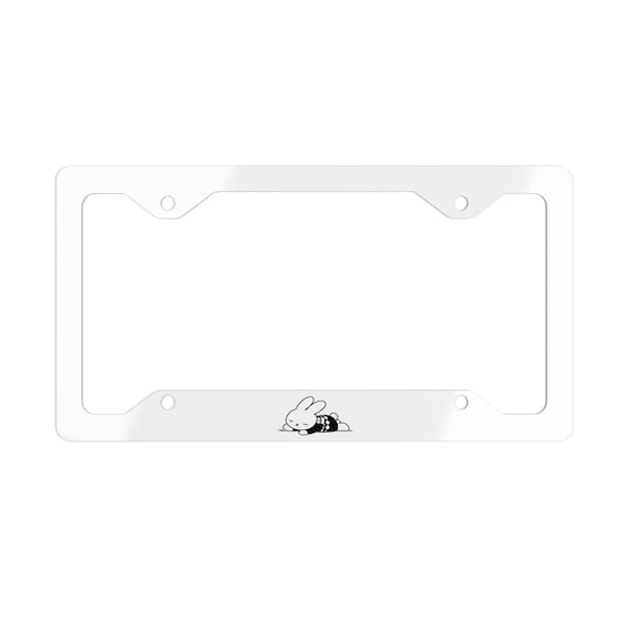 Minimal Sleeping Bunny Metal License Plate Frame | Stainless Steel