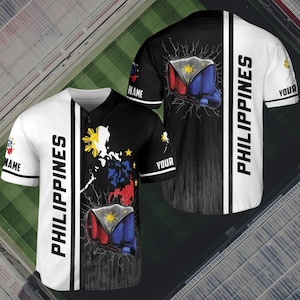 Custom Philippines Baseball Jersey – Filipino Flag Fist Shirt Personalized