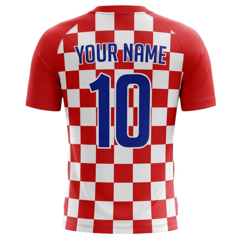 Personalized Croatia Soccer Jersey, Custom Name Number Football Shirt, Red White Checkered Fan Tee, Croatia Supporter Gift for Men Women image 3