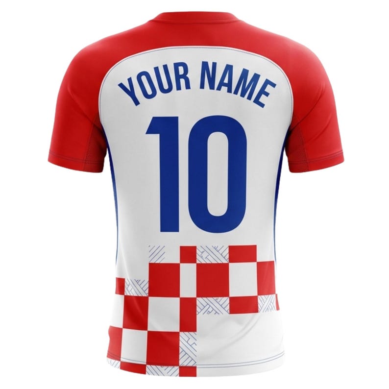 Personlig Kroatien fotbollströja med namn och nummer bild 3