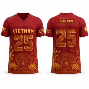 Maillot hybride en mesh à col en V de l'équipe du Vietnam, maillot personnalisé pour le jour du match de football avec écusson avec nom