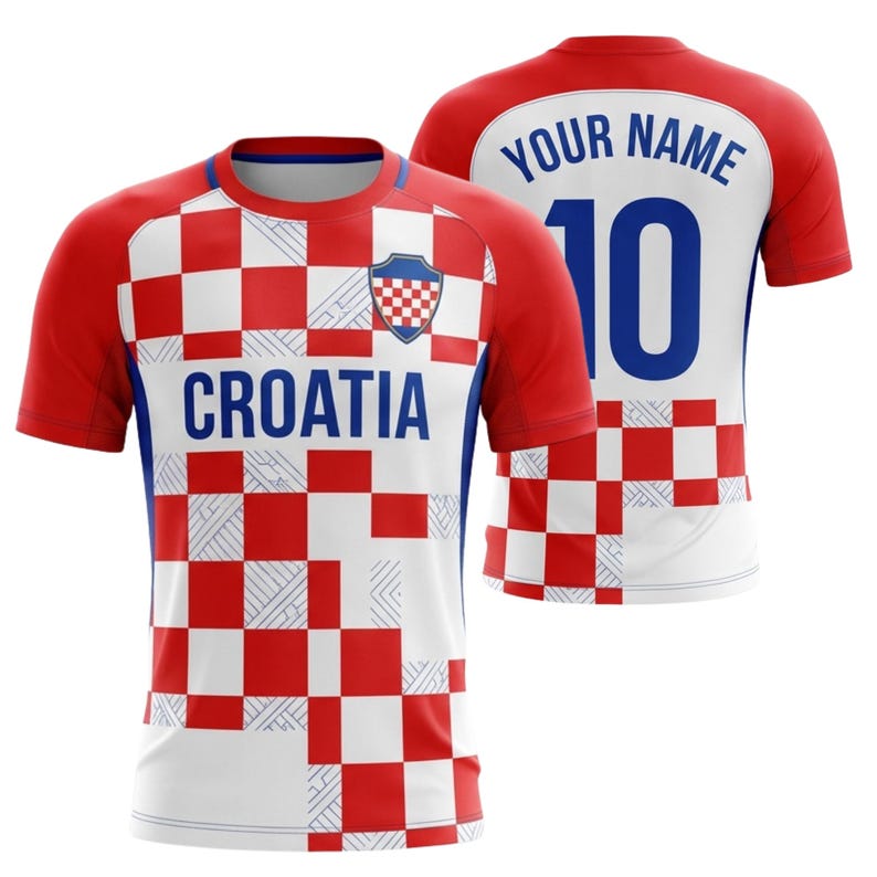 Personlig Kroatien fotbollströja med namn och nummer bild 1
