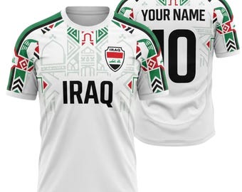 Iraq Soccer Jersey Personalized Name Number Football Fan Shirt Gift Idea