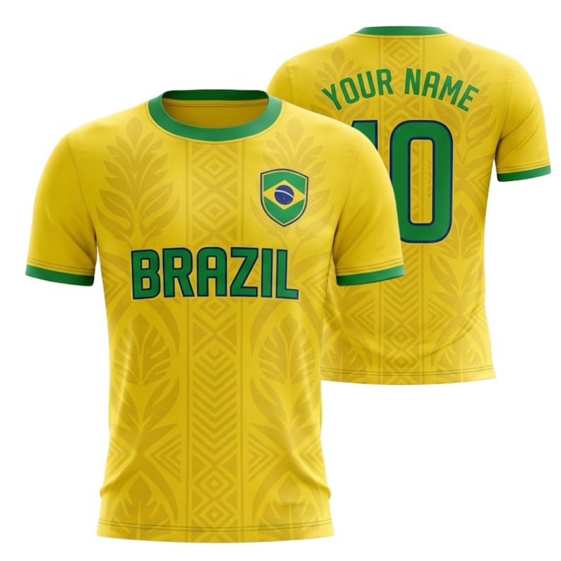 Custom Brazil Football Shirt, Personalized Soccer Jersey, Brazil Supporter Gift Idea image 1