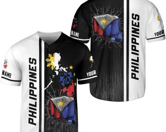 Custom Philippines Baseball Jersey – Filipino Flag Fist Shirt Personalized