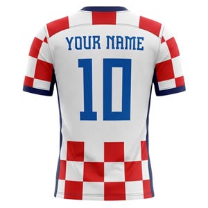 Croatia Inspired Custom Soccer Jersey, Personalized Football Shirt, Red White Checkered Fan Gift, Custom Name Number Top for Men Women Kids image 3