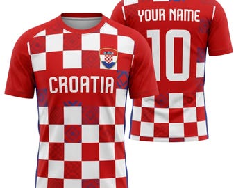 Gepersonaliseerde Kroatisch voetbalshirt, aangepast voetbalshirt met naamnummer