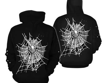 Spider Web Full Face Zip Hoodie: Embroidered Cosplay Streetwear - Etsy