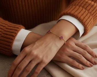 Pulsera personalizada con flor y piedra de nacimiento, pulsera de paja de la suerte de oro de 14 quilates, pulsera personalizada para mamá, abuela, hija, ella, regalo familiar