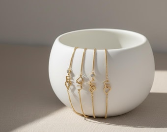 Pulsera personalizada con piedra de nacimiento e inicial, pulsera personalizada con dos iniciales y cadena de eslabones, regalo minimalista apilable para ella.