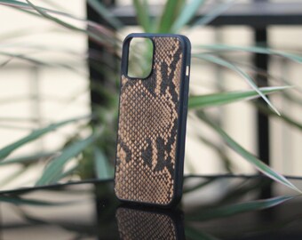 Natural Python Leather iPhone 12–16 Case | Handmade Exotic Snakeskin | Luxury Slim Cover | MagSafe Option | Gift for Him or Her