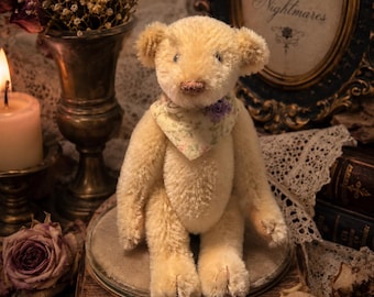 Vintage World of Miniature Bears Artist Teddy Bear “Ursula” Theresa’s Bear 1999 Jointed Collectible Mini Mohair Style Bear rare vintage