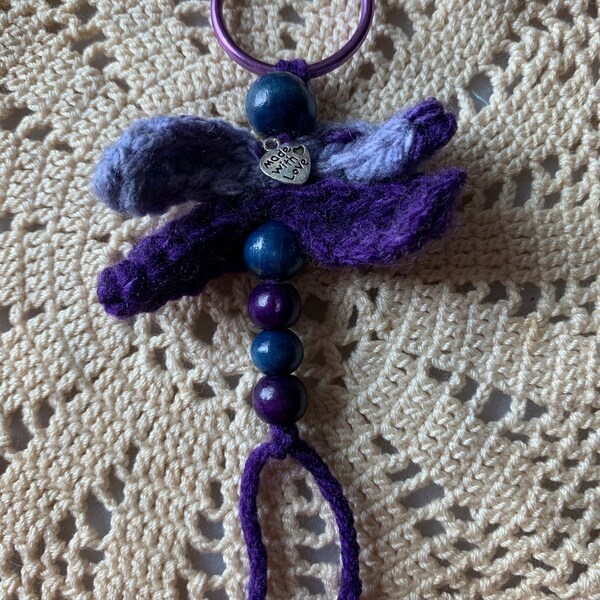 Crochet Dragonfly Keychain Etsy