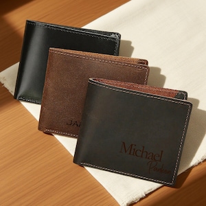 Personalized Leather Wallet,Engraved Mens Wallet,  Custom Groomsmen Wedding Fathers Day Birthday Gift, Vintage Leather, Multi Card Holder