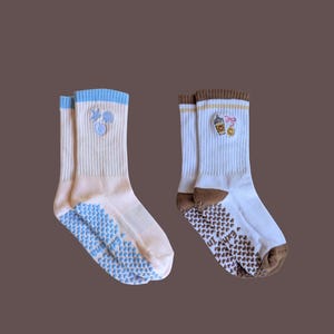 Pilates Custom Grip Socks with Shell and Ice Coffee Bundle Yoga Barre Crew Socks Pilates Gifts for pilates lover Inhale Exhale Heart Grips