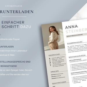Bewerbungsvorlage 2025 / Moderner Lebenslauf Vorlage / Komplette Bewerbungsmappe / Word, Apple Pages, Canva / Anschreiben Deckblatt Descargar imagen 8