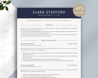 Professional ATS Resume Template Word | Modern CV | 1–2 Page Resume + Cover Letter & References | Editable Digital Download