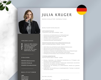 CV Vorlage Deutsch 2025 | Lebenslauf Muster & Bewerbungsvorlagen für Word, Canva, Apple Pages | Modernes und editierbares Design