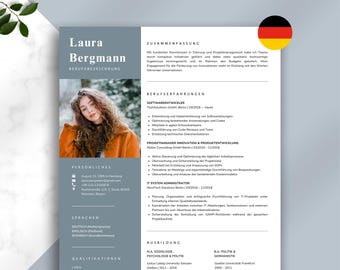 Moderner Lebenslauf Vorlage | Bewerbungsvorlage für Word, Canva & Pages | Anschreiben, Deckblatt, Motivationsschreiben enthalten