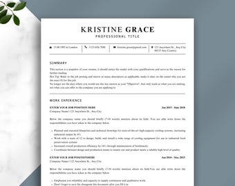 Modello di curriculum moderno e pulito / CV professionale minimalista / Modello di curriculum di 2 pagine / Word, Apple Pages e Canva / Design semplice del curriculum
