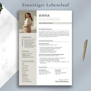 Bewerbungsvorlage 2025 / Moderner Lebenslauf Vorlage / Komplette Bewerbungsmappe / Word, Apple Pages, Canva / Anschreiben Deckblatt Descargar imagen 2