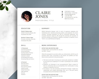 Cv Template, Resume Template Canva, Cv Design Word + Pages, Best Cv Resume Layout, 2025 Resume with image, Cv with Photo Resume 1, 2 page