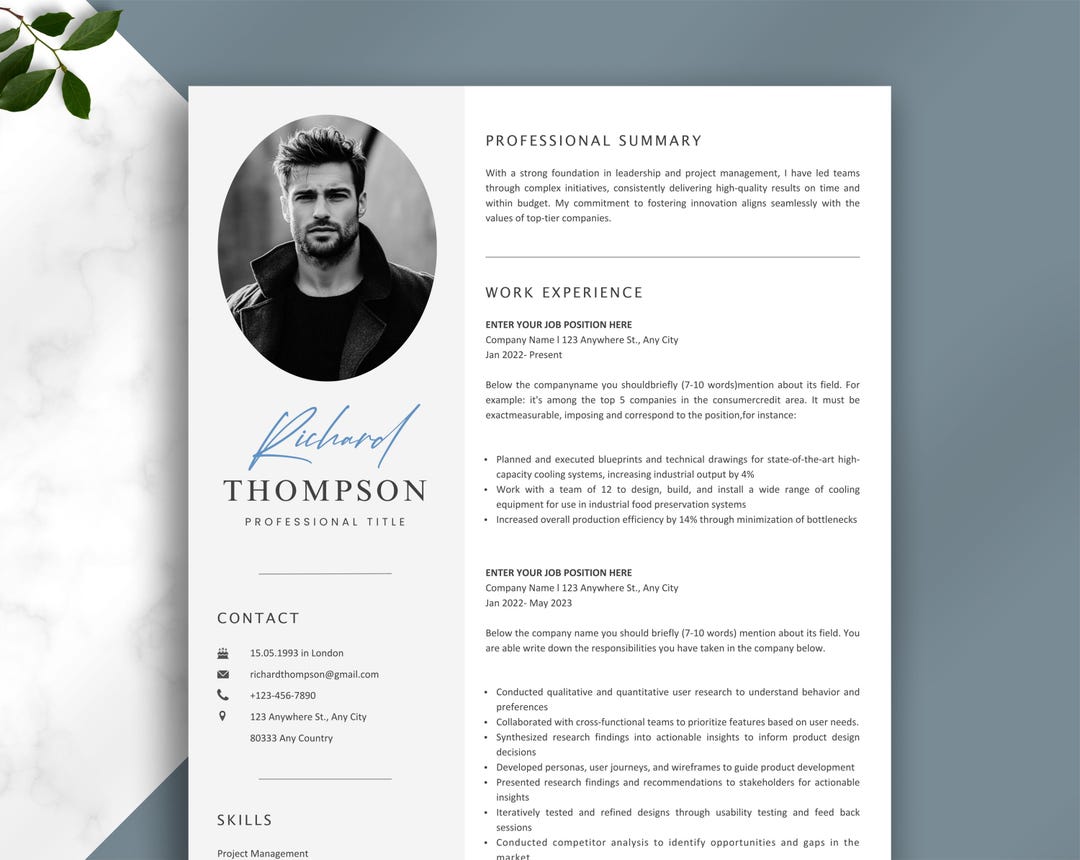 Modern Resume Template 2025 | Creative CV With Photo & Cover Letter ...