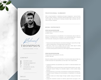 Modern Resume Template 2025 | Creative CV with Photo & Cover Letter | Editable Resume Examples for Word, Pages and Canva