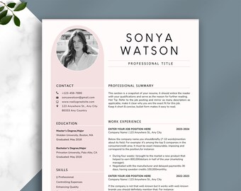 Modern CV Template | Resume Template for Word, Canva, Pages | Clean Professional Design + Cover Letter