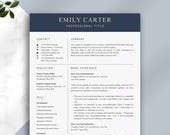 ATS Resume Template | Professional Resume Template | Modern CV Template | Chronological Resume | Word Apple Pages Canva | Instant Download