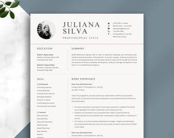 Minimalist Resume Template for Canva, Word & Apple Pages | 1–2 Page CV with Photo | Professional Cover Letter Included