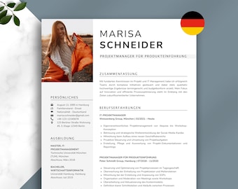 Moderne Lebenslauf Vorlage 2025 / CV editierbarer + Anschreiben + Deckblatt / Word, Pages & Canva