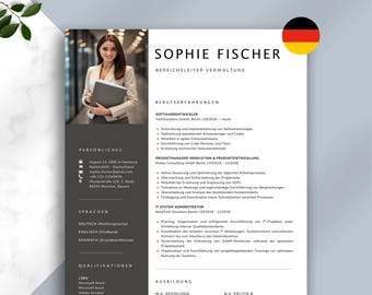 CV Vorlage Deutsch 2025 | Lebenslauf Muster & Bewerbungsvorlagen für Word, Canva, Apple Pages | Modernes und editierbares Design