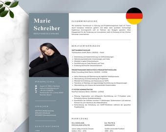 Lebenslauf Vorlage Word 2025 – Bewerbungsvorlagen Deutsch | Moderne CV Vorlage | Bewerbungsmappe für Beruf & Studium