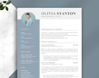 Professional Resume Template with Photo, Modern CV Template 2025, Editable in Canva, Word & Pages, 1–2 Page Minimalist Resume Design