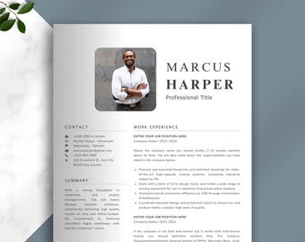 Editable Resume with Photo | Modern CV Template + Cover Letter | Professional & Creative Design